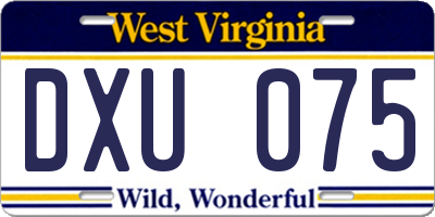 WV license plate DXU075