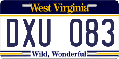 WV license plate DXU083