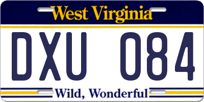 WV license plate DXU084