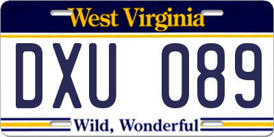 WV license plate DXU089