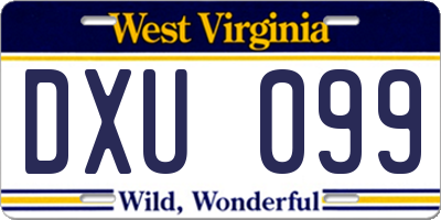 WV license plate DXU099