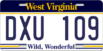 WV license plate DXU109