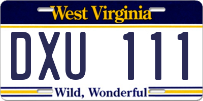 WV license plate DXU111