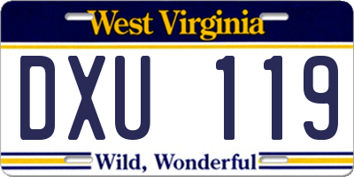 WV license plate DXU119