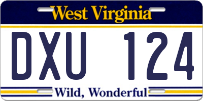 WV license plate DXU124