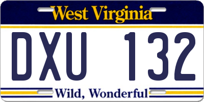 WV license plate DXU132