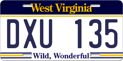 WV license plate DXU135