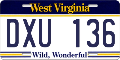 WV license plate DXU136
