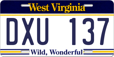 WV license plate DXU137