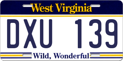 WV license plate DXU139