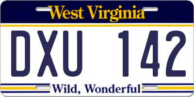 WV license plate DXU142