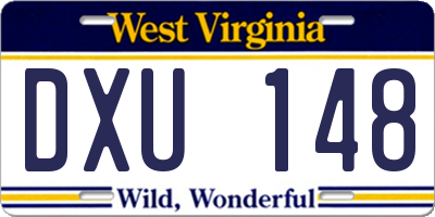 WV license plate DXU148