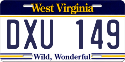 WV license plate DXU149
