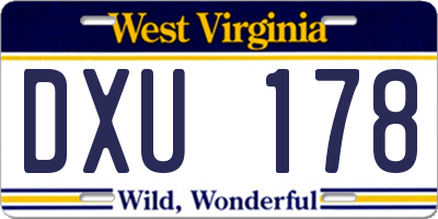 WV license plate DXU178