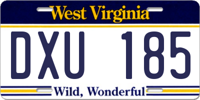 WV license plate DXU185