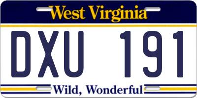 WV license plate DXU191
