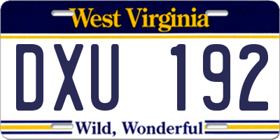 WV license plate DXU192