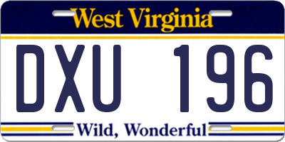 WV license plate DXU196