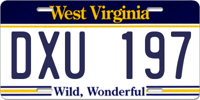 WV license plate DXU197