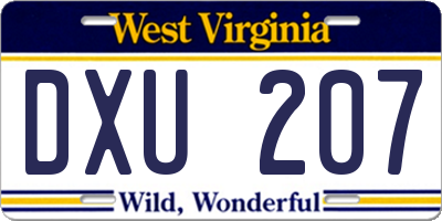 WV license plate DXU207