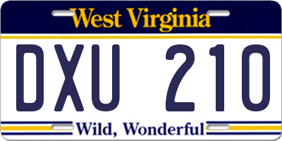 WV license plate DXU210