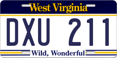 WV license plate DXU211