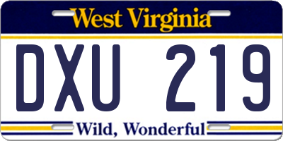 WV license plate DXU219
