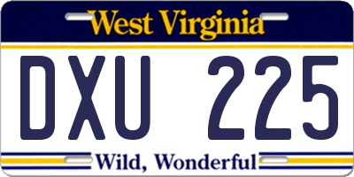 WV license plate DXU225