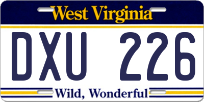 WV license plate DXU226