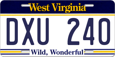 WV license plate DXU240