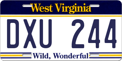 WV license plate DXU244