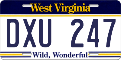 WV license plate DXU247