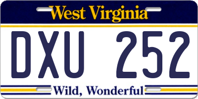 WV license plate DXU252
