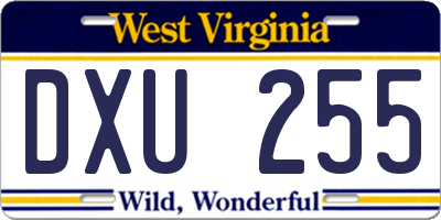 WV license plate DXU255