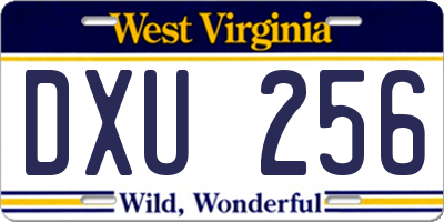 WV license plate DXU256