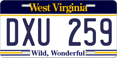 WV license plate DXU259