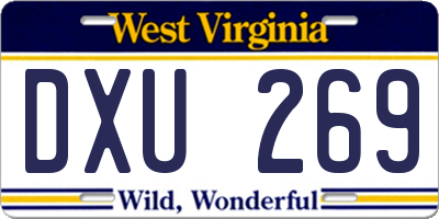 WV license plate DXU269