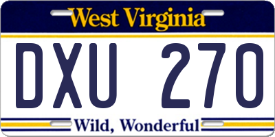 WV license plate DXU270
