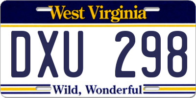 WV license plate DXU298