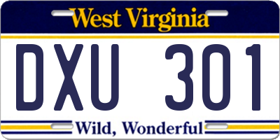 WV license plate DXU301