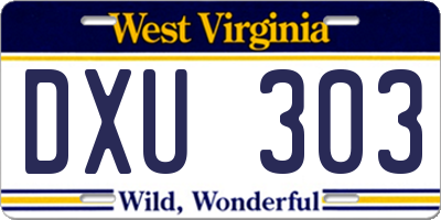 WV license plate DXU303