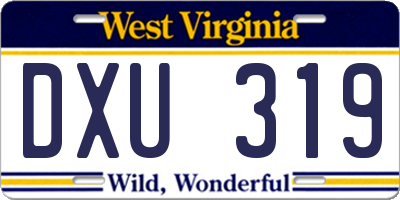 WV license plate DXU319