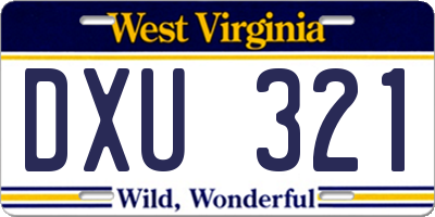 WV license plate DXU321