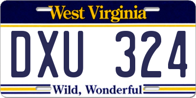 WV license plate DXU324