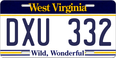 WV license plate DXU332