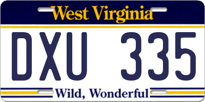 WV license plate DXU335