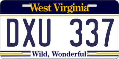 WV license plate DXU337