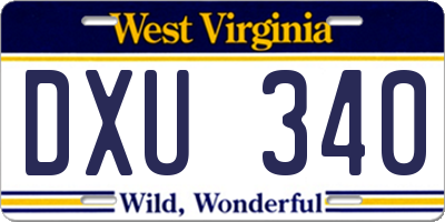 WV license plate DXU340
