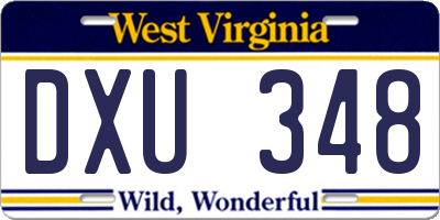 WV license plate DXU348