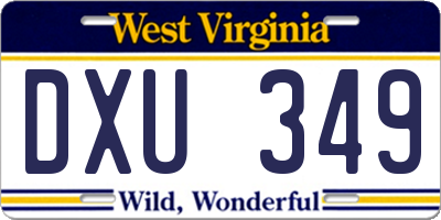 WV license plate DXU349